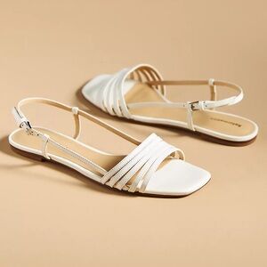 Reformation Lillie Latixe flat sandals white size 8.5